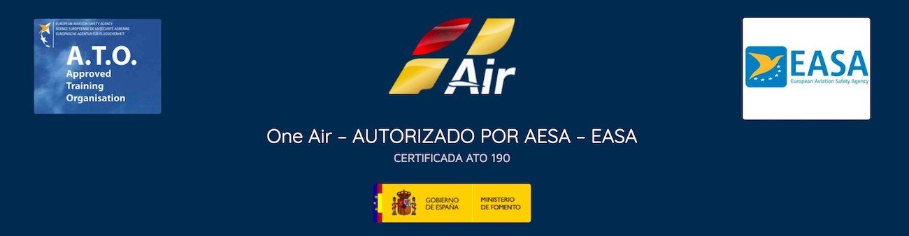 logo de la empresa oneair aviacion y logos de easa - ato y gobierno de españa