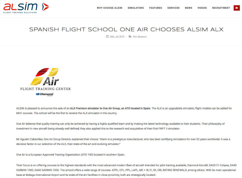 ESCUELA-VUELO-ONEAIR-PRIMER-SIMULADOR-ALSIM-ALX-ESPANA