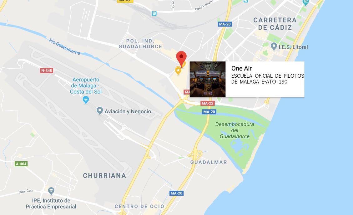 localización de la escuela one air aviación en google maps