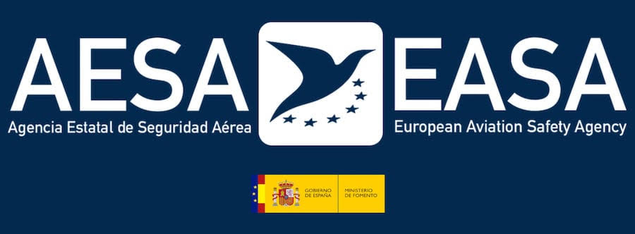 Banner con logos de AESA, EASA, Ministerio de Fomento, Gobierno de España.