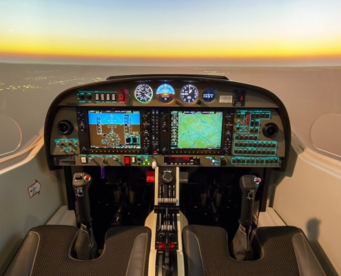 Glass cockpit de un simulador de vuelo