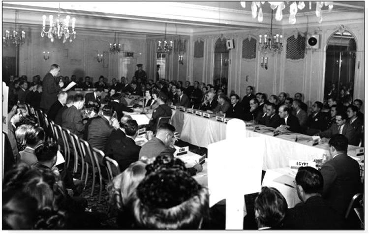 Foto de la Convención de Chicago, en 1944, acto en el que se definieron las primeras cinco libertades del aire.